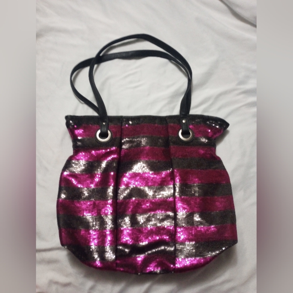 Women's Pink And Black Candie's Sequin Bag
